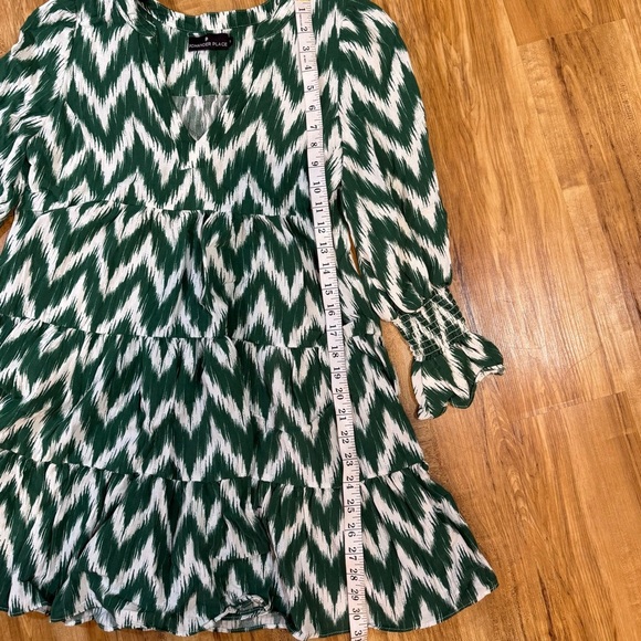 Pomander Place Green Ikat Kenzo Tuckernuck Tiered Summer Mini Dress Size S - Picture 5 of 8